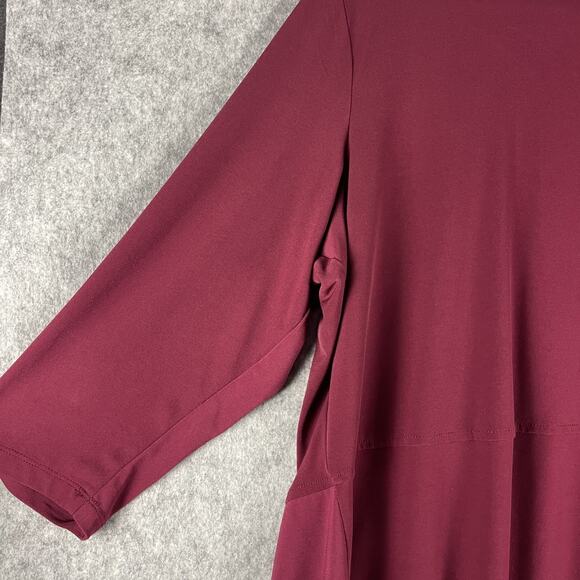Susan Graver Liquid Knit Cardigan Womens 1X Burgundy 3/4 Sleeve Open Stretch - Picture 11 of 12